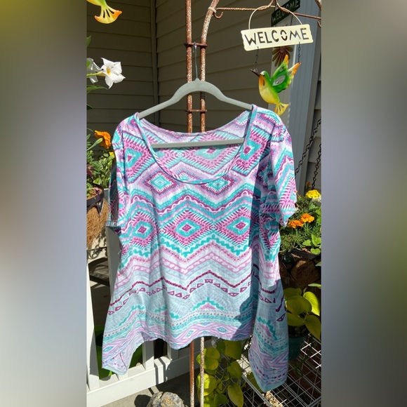 Very Gently Used Women’s Scoop Neck Top No Tags- Best Guess L/XXL, Ties on Sides - Picture 4 of 17